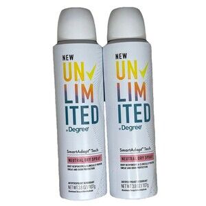 2 Cans Degree Antiperspirant Deodorant Unlimited, Neutral Dry Spray Discontinued